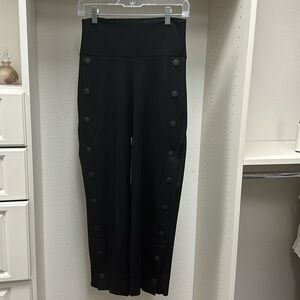 CAbi Elegant Black Cropped Pants with Button Accents